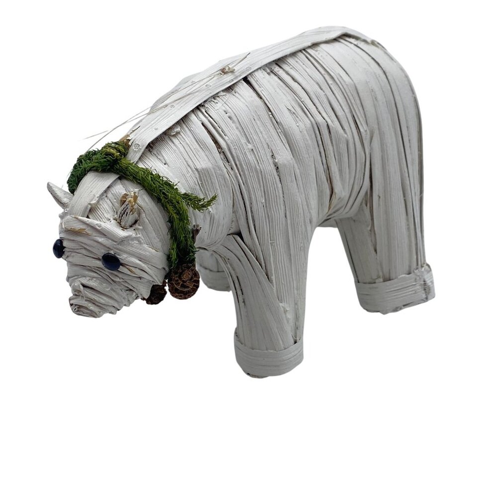 Crate and Barrel‎ paper mache polar bear Christmas tree ornament White